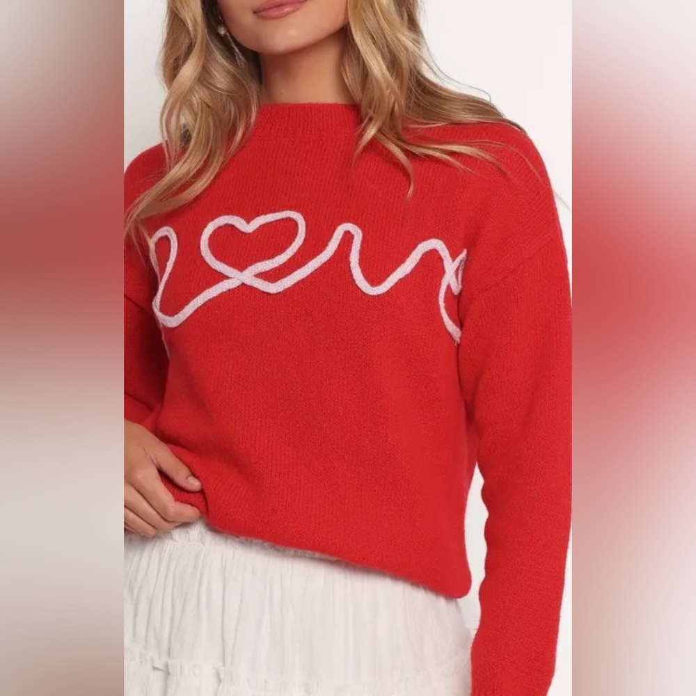 Petal & Pup Red Love Sweater NWT